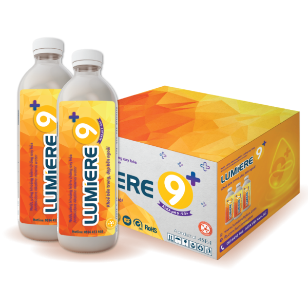 Nước khoáng kiềm chống oxy hóa Lumiere 9+ Thùng 24 chai 500ml